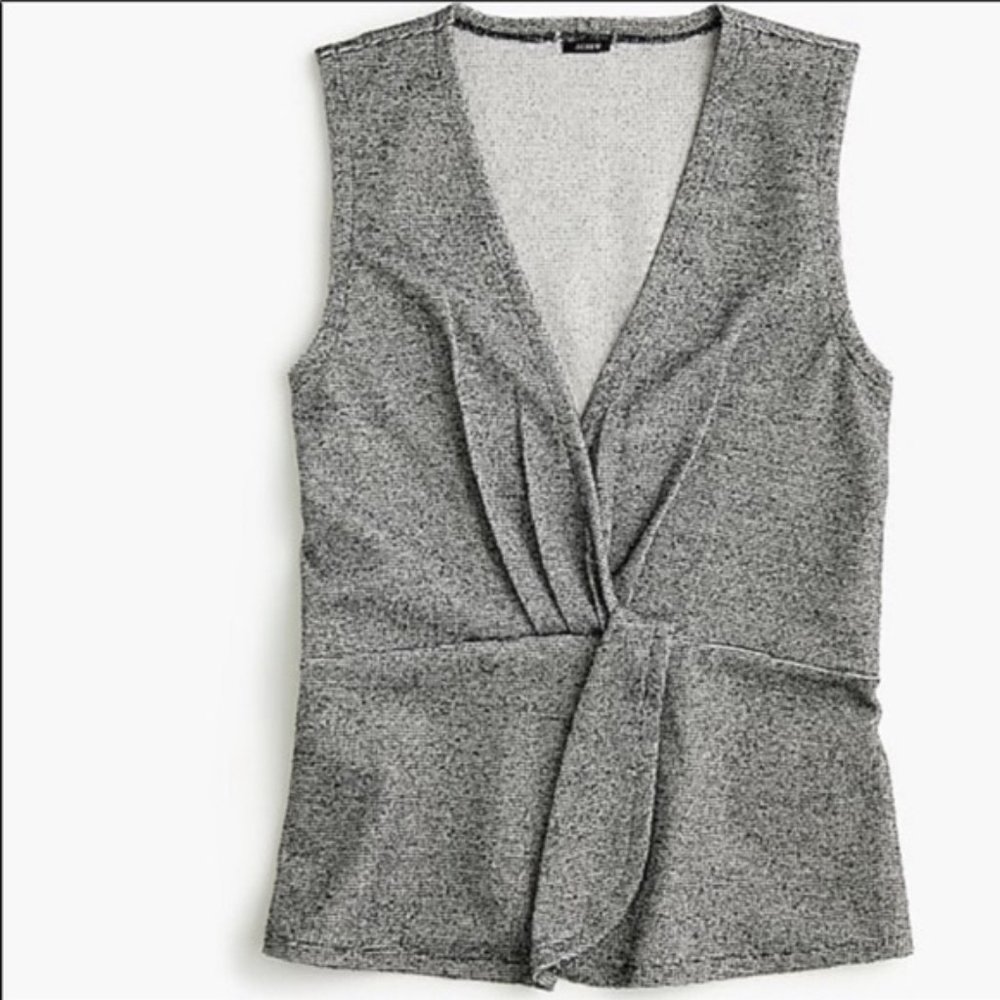 J.Crew 365 Bouclé Twist Peplum Top Gray J7990